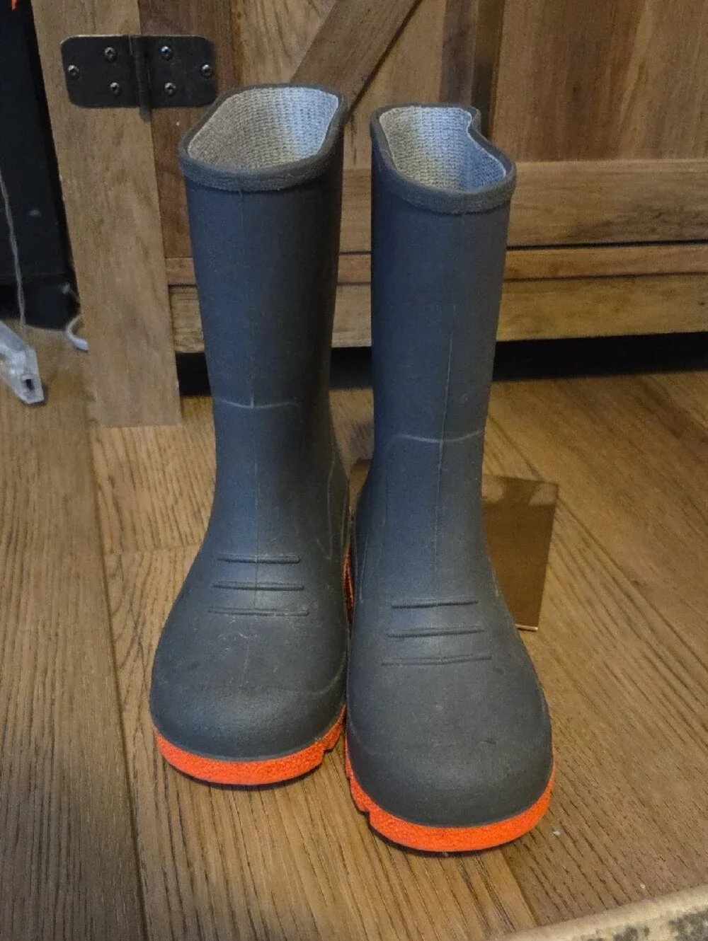 Kids Waterproof Rain Boots - Gray with Orange Sole